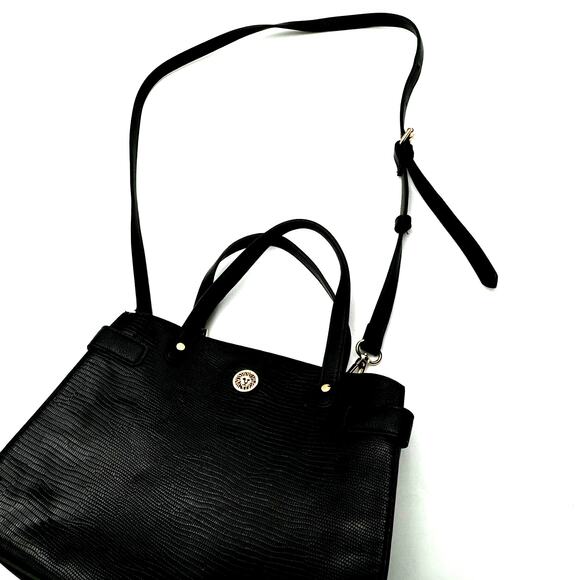 ANNE KLEIN Black Vegan Faux Leather Hand‎ Bag Purse Crossbody Designer Crocodile - Picture 7 of 12